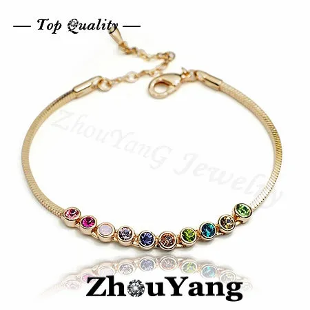 ZHOUYANG Top Quality Multicolour Exquisite ball Rose Gold Color Bracelet Austrian Crystals Wholesale ZYH013 ZYH011 ZYH012