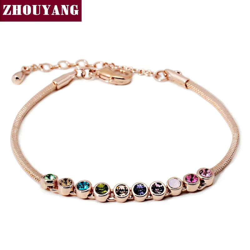 ZHOUYANG Top Quality Multicolour Exquisite ball Rose Gold Color Bracelet Austrian Crystals Wholesale ZYH013 ZYH011 ZYH012